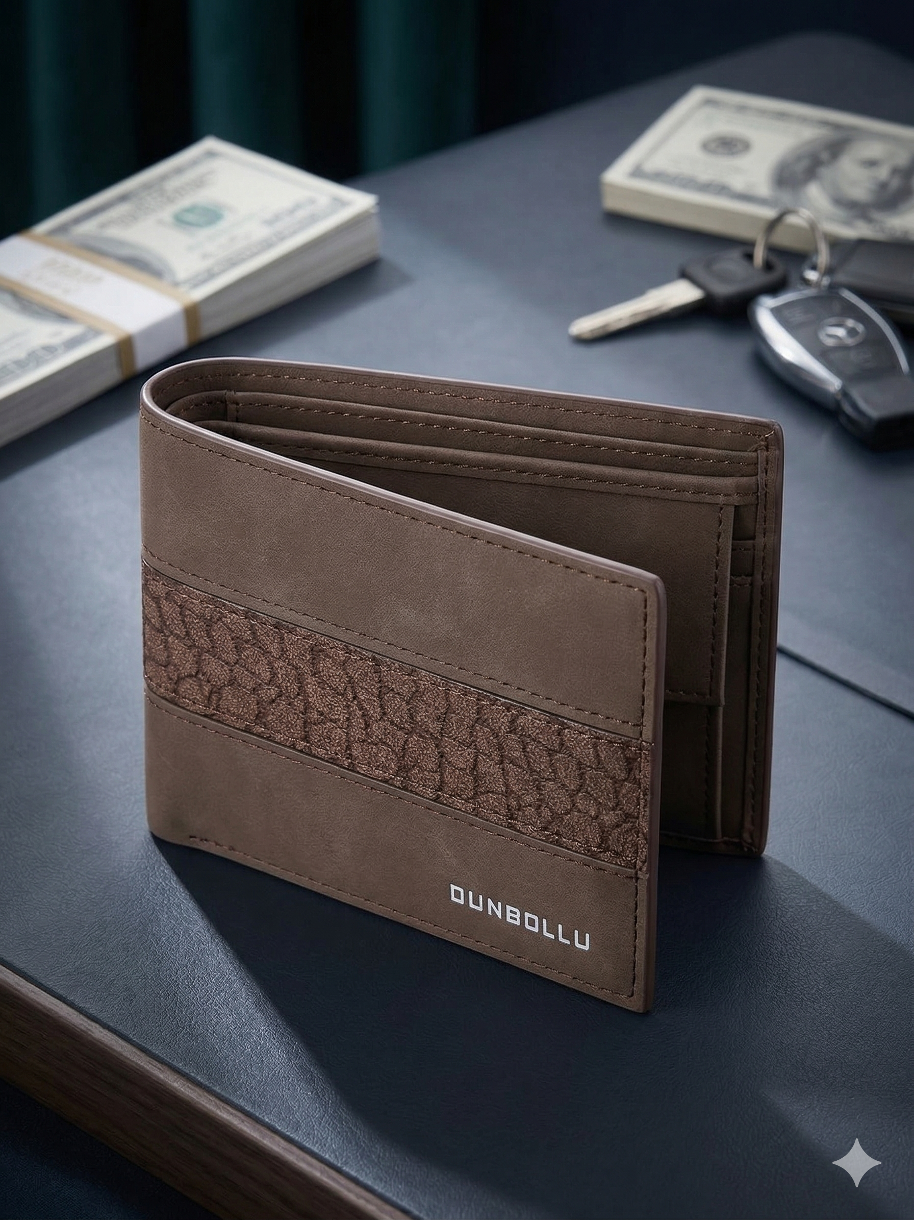 Textured Strip Bifold Wallet