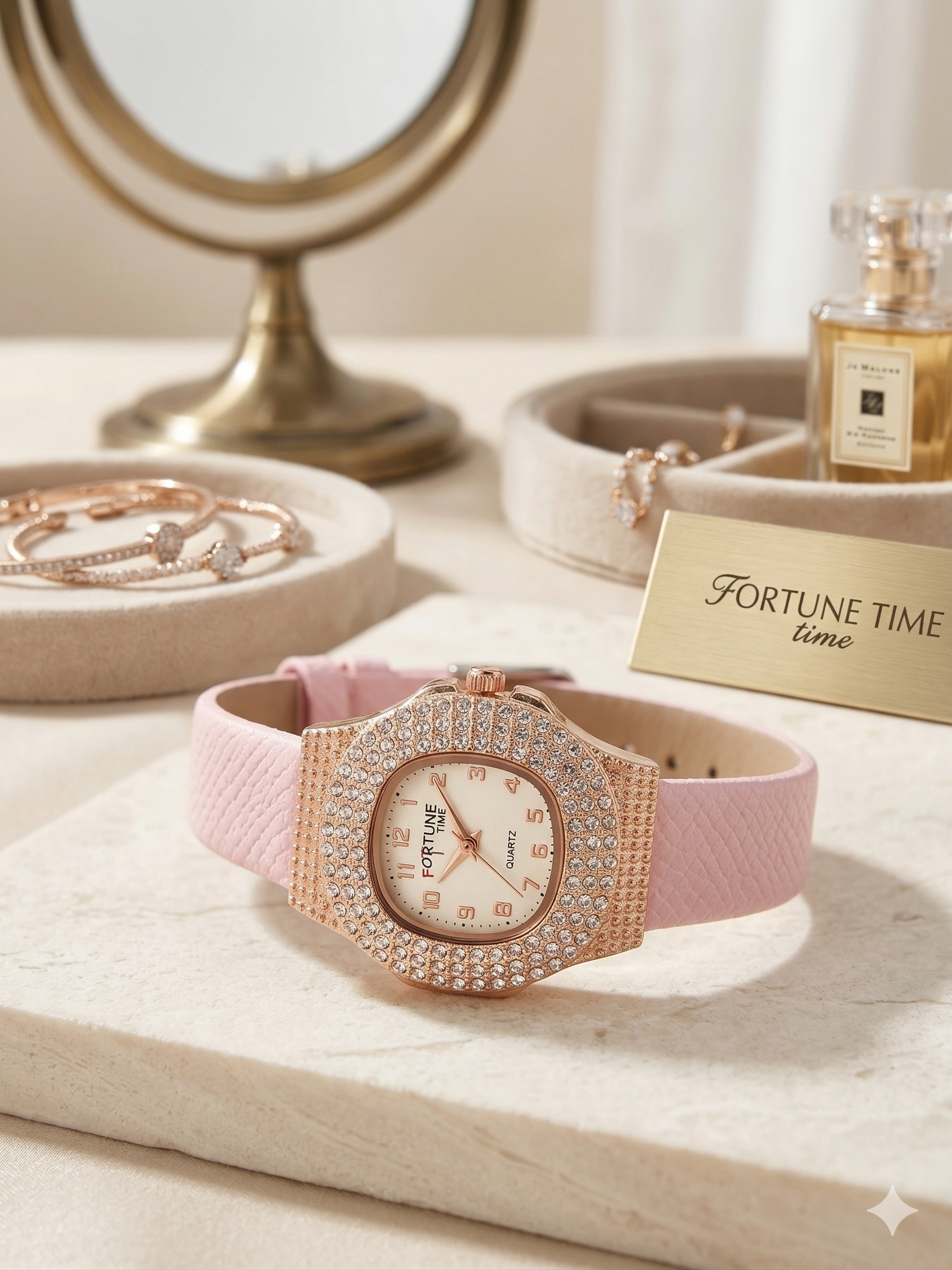 Fortune Crystal Rose Gold Watch