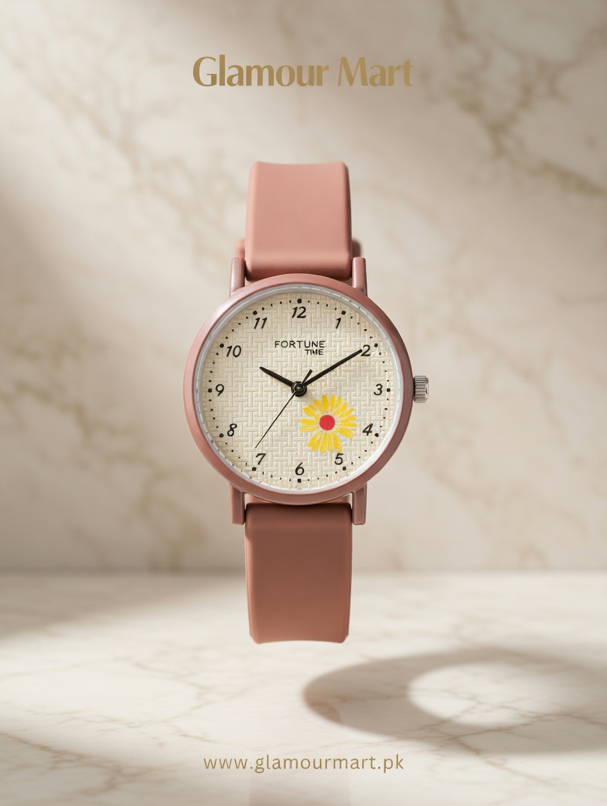 Daisy Charm Minimal Watch – Soft Pink
