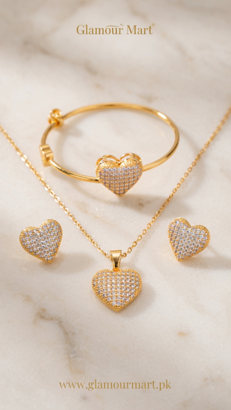 Sparkling Heart Jewelry Set
