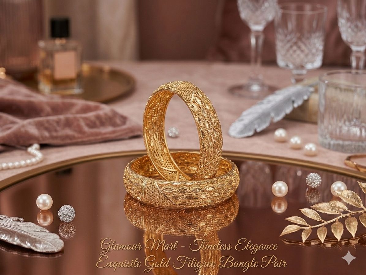Classic Filigree Gold Bangle Pair