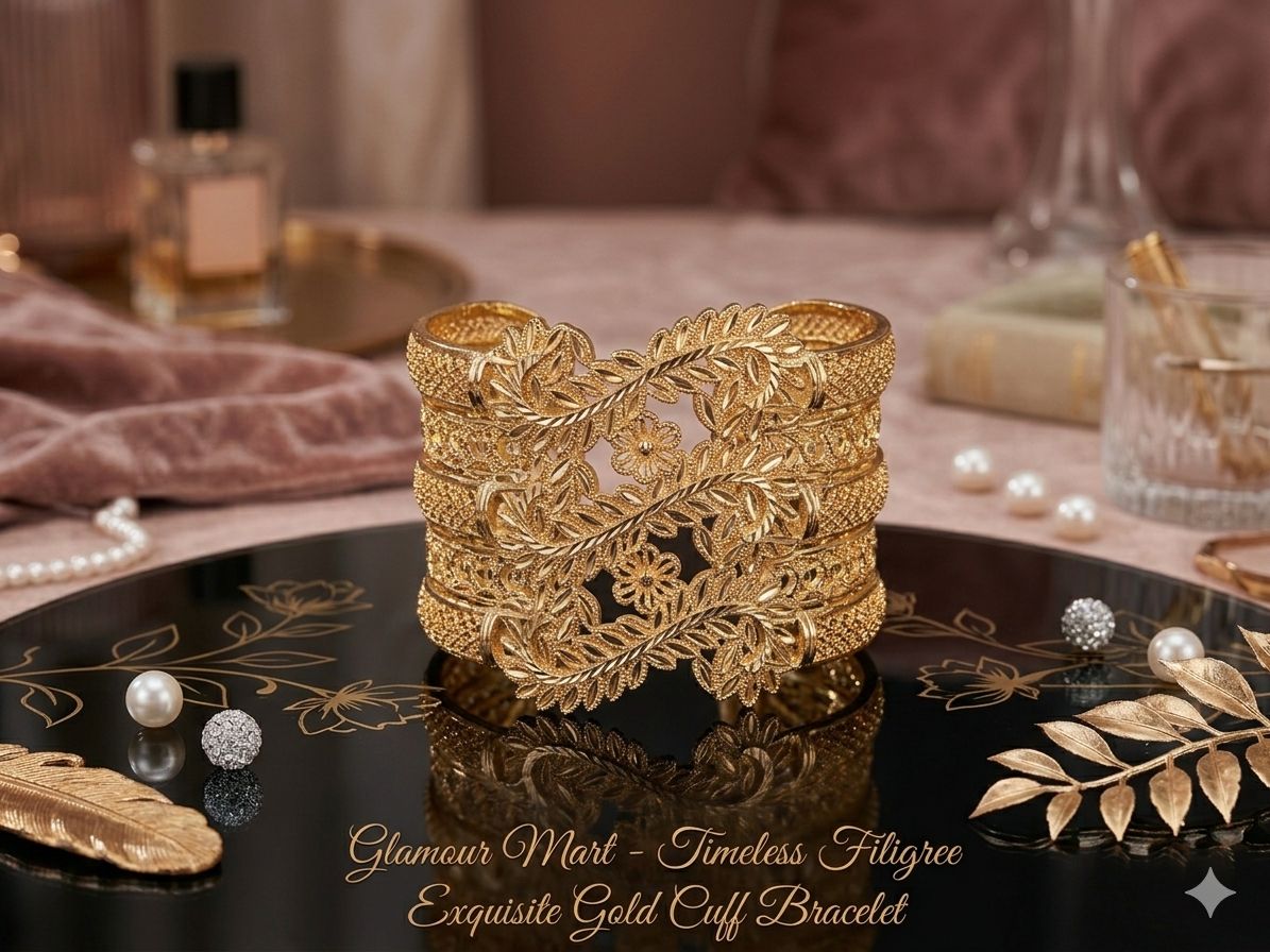 Royal Filigree Gold Cuff Bracelet