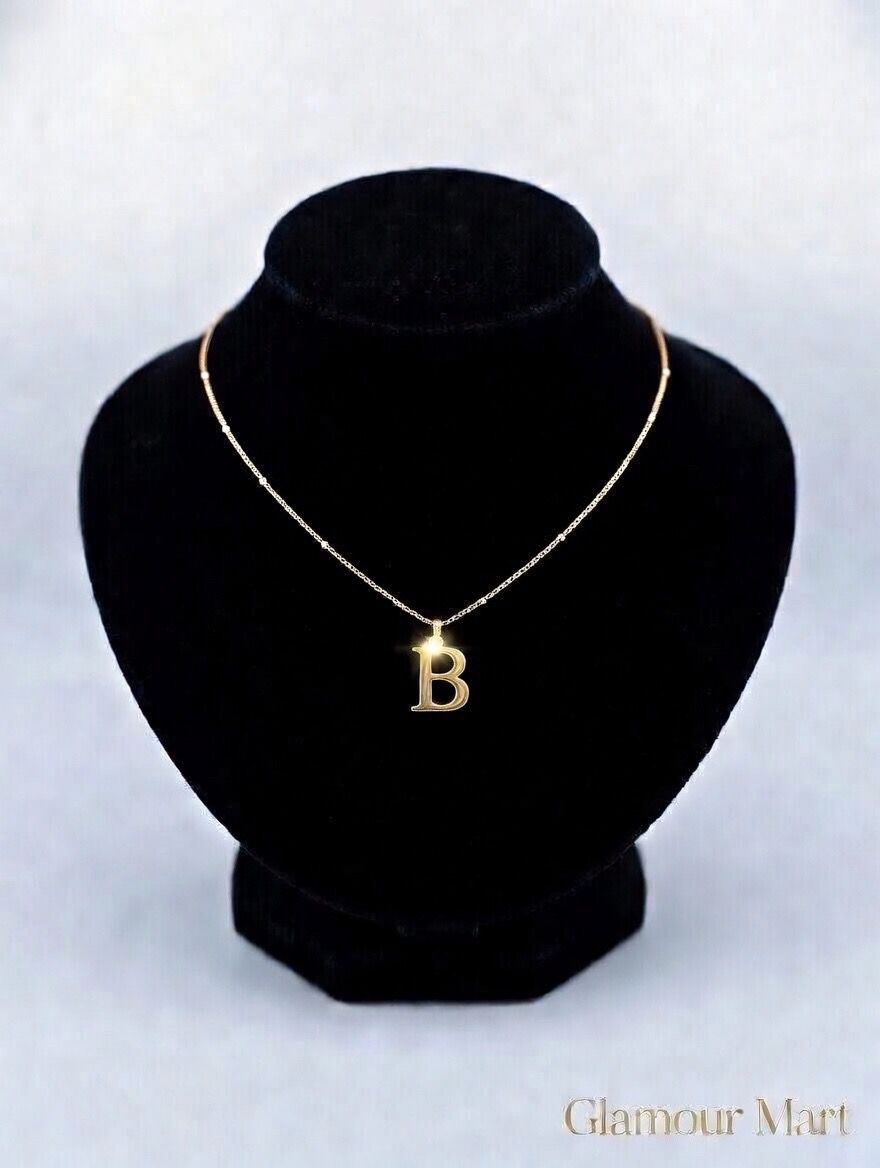 Premium B Initial Gold Necklace