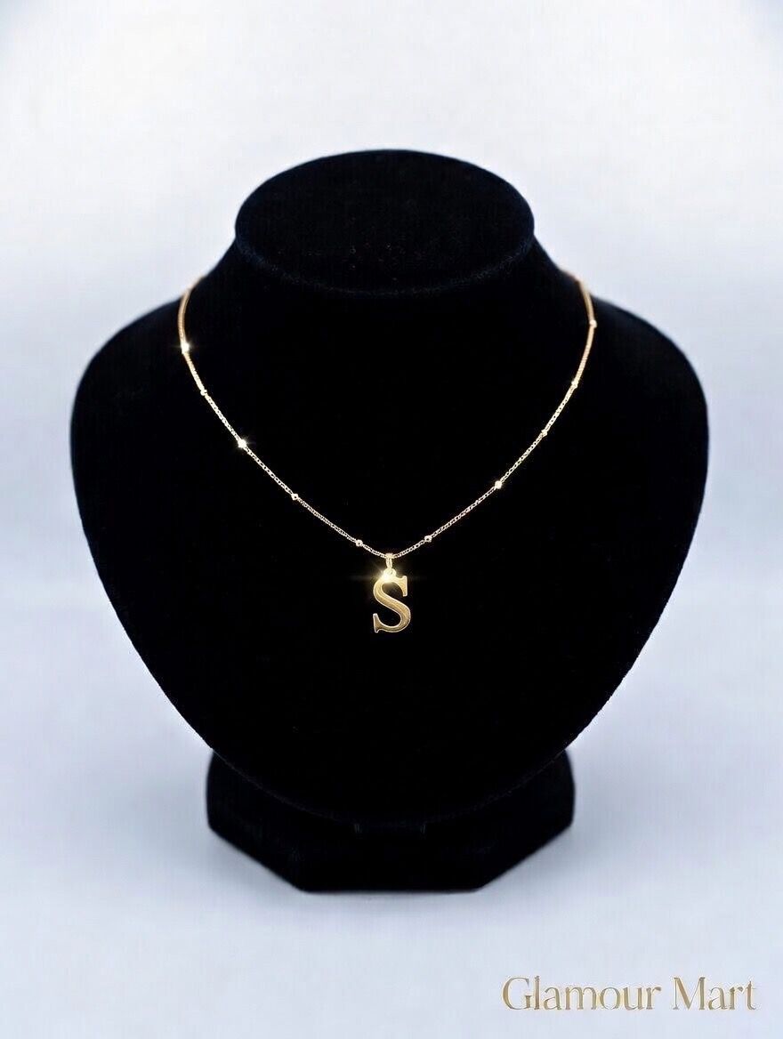Premium S Initial Gold Necklace