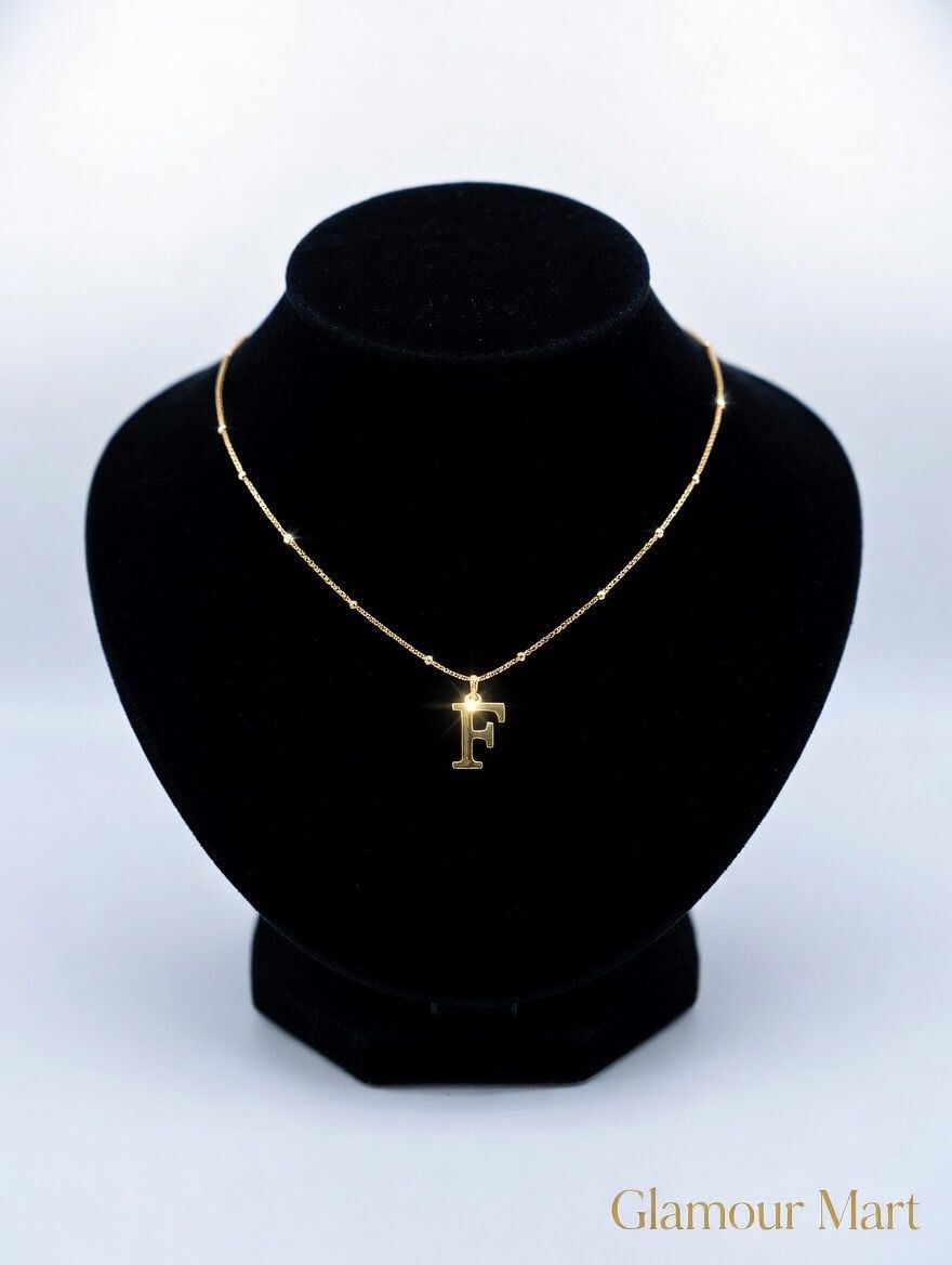 Premium F Initial Gold Necklace