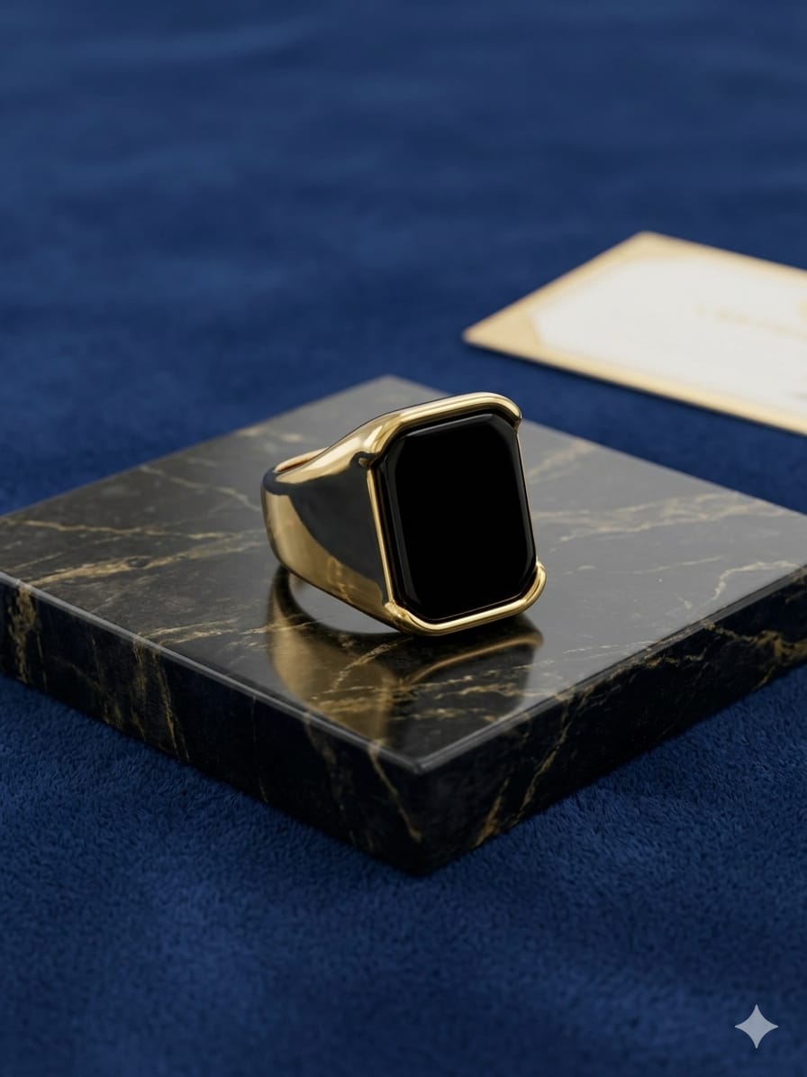 Luxury Black Stone Gold Signet Ring – Minimal Premium Edition