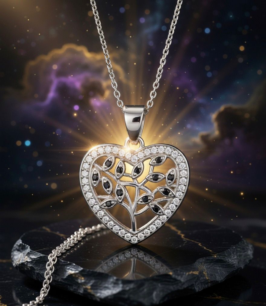 Heart Tree Crystal Pendant Necklace