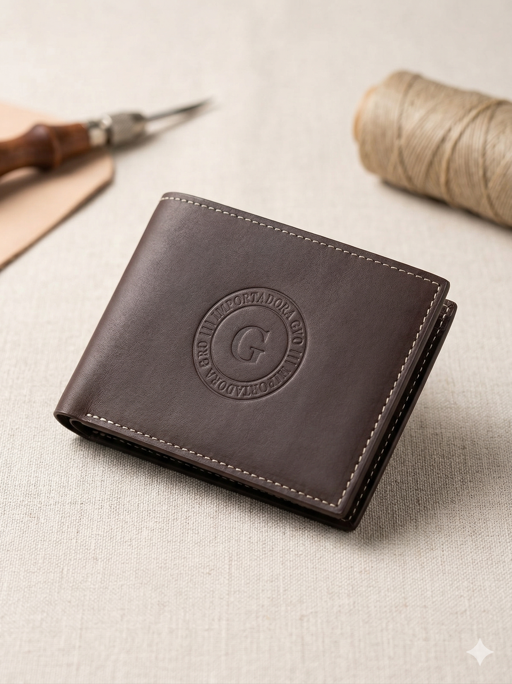 Classic Embossed Leather Wallet - Brown