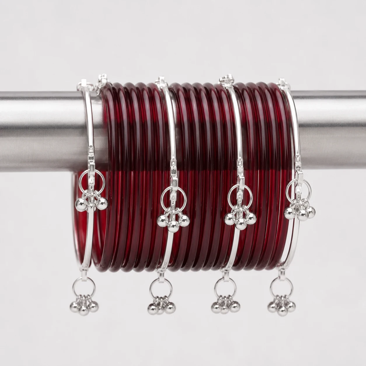 Jelly Bangles with Silver Jhumki Charms