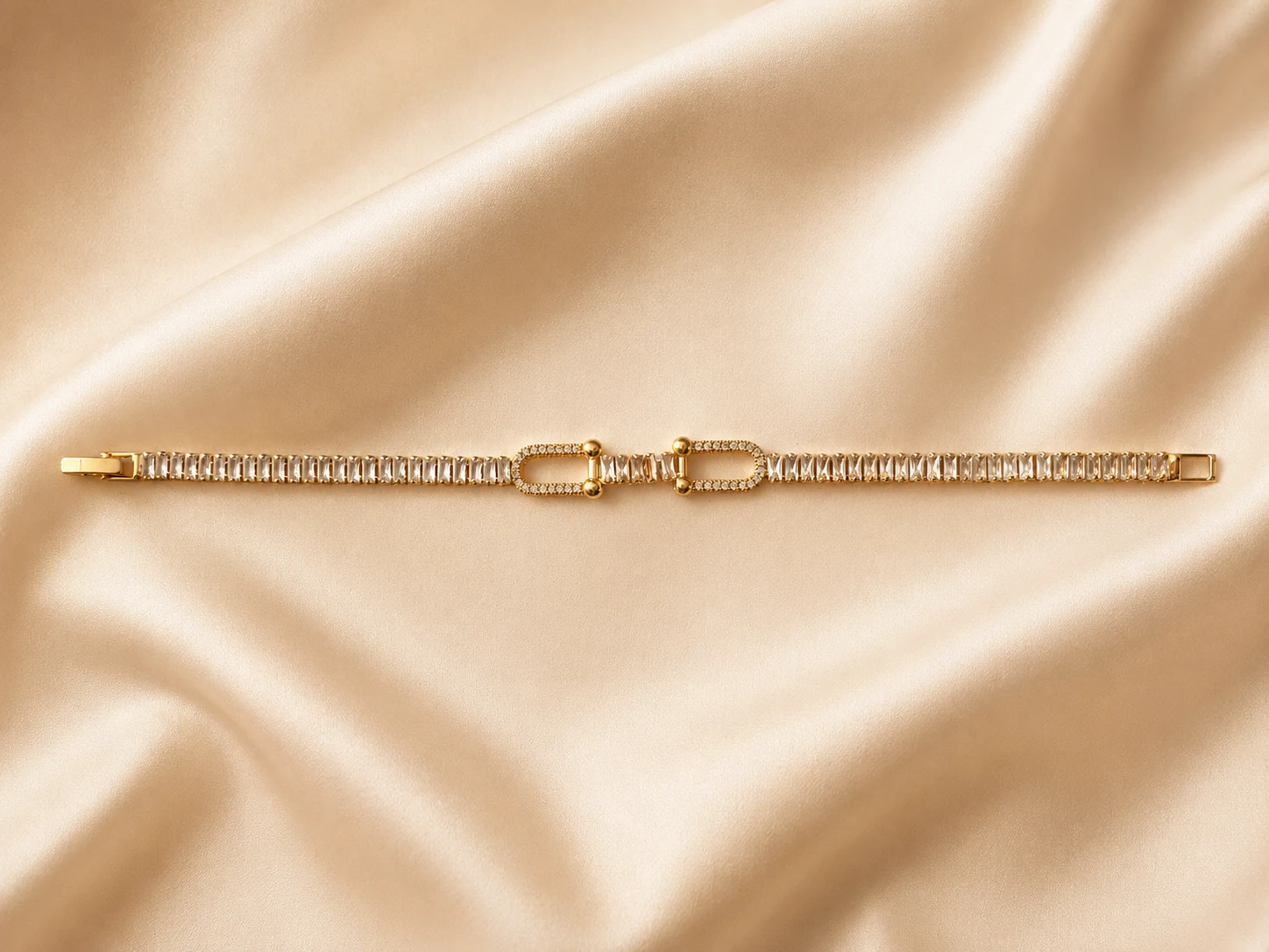 Rose Gold Double-Link Crystal Tennis Bracelet