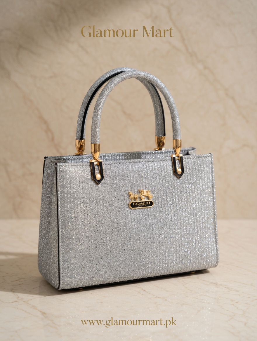 Sparkling Silver Top Handle Bag